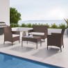 IMORA - Salon de jardin résine tressée Marron / ecru - ensemble 4 places - Canapé + Fauteuil + Table