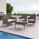 IMORA - Salon de jardin résine tressée Marron / ecru - ensemble 4 places - Canapé + Fauteuil + Table