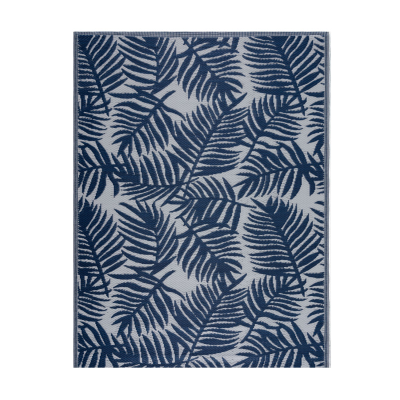 Tapis d'extérieur en plastique tressé - 120x160cm - Bleu - Réversible - 100% polypropylène - 400gr / m²