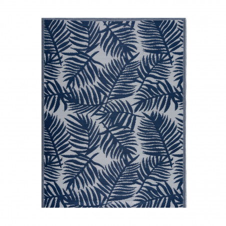 Tapis d'extérieur en plastique tressé - 120x160cm - Bleu - Réversible - 100% polypropylène - 400gr / m2 - BISCARROSSE