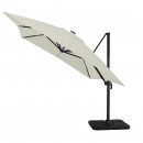 Parasol déporté LED 3x4m rectangle en aluminium + housse - rotatif 360° - Beige