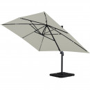 Parasol déporté LED 3x4m rectangle en aluminium + housse - rotatif 360° - Beige