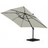 Parasol déporté LED 3x4m rectangle en aluminium + housse - rotatif 360° - Beige