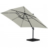Parasol déporté LED 3x4m rectangle en aluminium + housse - rotatif 360° - Beige- ROME