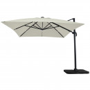 Parasol déporté LED 3x4m rectangle en aluminium + housse - rotatif 360° - Beige