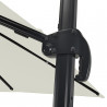 Parasol déporté LED 3x4m rectangle en aluminium + housse - rotatif 360° - Beige