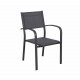 1 Fauteuil empilable aluminium en textilène- Anthracite gris - LIO