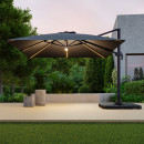 Parasol déporté LED 3x4m rectangle en aluminium + housse - rotatif 360° - Anthracite