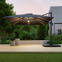 Parasol déporté LED 3x4m rectangle en aluminium - rotatif 360° - Anthracite-ROME