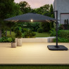 Parasol déporté LED 3x4m rectangle en aluminium + housse - rotatif 360° - Anthracite