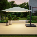 Parasol déporté LED 3x4m rectangle en aluminium + housse - rotatif 360° - Beige