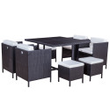 8 Places - Ensemble encastrable salon / table de jardin résine tressée Noir/Ecru - MUNGA 8