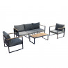 Salon de jardin aluminium et polywood 5 Places gris et naturel