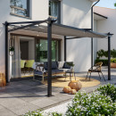 Tonnelle/Pergola mural en aluminium 3x4m toile coulissante rétractable - Gris