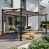 Tonnelle/Pergola mural en aluminium 3x4m toile coulissante rétractable - Gris