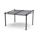 Tonnelle/Pergola mural en aluminium 3x4m toile coulissante rétractable - Gris