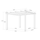 Tonnelle/Pergola aluminium 3x3m toile coulissante rétractable - Gris Ecru - Hero