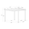 Tonnelle/Pergola aluminium 3x3m toile coulissante rétractable - Gris Ecru - Hero