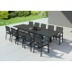 HARA XXL - Table de jardin extensible aluminium 200/320cm  + 10 fauteuils textilène Anthracite