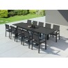 HARA XXL - Table de jardin extensible aluminium 200/320cm  + 10 fauteuils textilène Anthracite