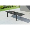 HARA XXL - Table de jardin extensible aluminium 200/320cm  + 10 fauteuils textilène Anthracite