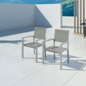 HARA- 2 Fauteuils empilables aluminium argenté textilène gris clair HARA- 2 Fauteuils empilables aluminium argenté textilène gris clair