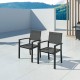 HARA - 2 Fauteuils empilables aluminium et textilène anthracite