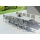 HARA XXL - Table de jardin extensible aluminium 200/320cm  + 10 fauteuils textilène Argentée