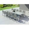 HARA XXL - Table de jardin extensible aluminium 200/320cm  + 10 fauteuils textilène Argentée