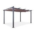 Tonnelle/Pergola aluminium 3x4m toile coulissante rétractable - Gris Taupe - model Hero XL Tonnelle/Pergola aluminium 3x4m toile coulissante rétractable - Gris Taupe - model Hero XL