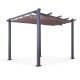 Tonnelle/Pergola aluminium 3x3m toile coulissante rétractable - Gris Taupe - model Hero