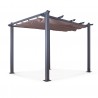 Tonnelle/Pergola aluminium 3x3m toile coulissante rétractable - Gris Taupe - model Hero