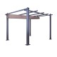 Tonnelle/Pergola aluminium 3x3m toile coulissante rétractable - Gris Taupe - model Hero