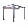 Tonnelle/Pergola aluminium 3x3m toile coulissante rétractable - Gris Taupe - model Hero