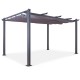 Tonnelle/Pergola aluminium 3x4m toile coulissante rétractable - Gris - model Hero XL