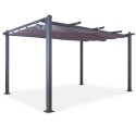 Tonnelle/Pergola aluminium 3x4m toile coulissante rétractable - Gris - model Hero XL Tonnelle/Pergola aluminium 3x4m toile coulissante rétractable - Gris - model Hero XL