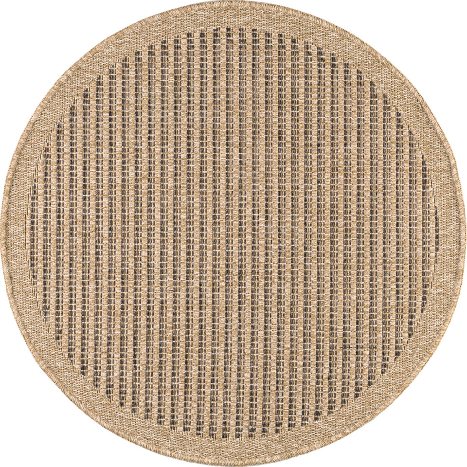 Tapis extérieur rond - 120cm - naturel - 100% polypropylène résistant aux UV - 1400 gr/m²