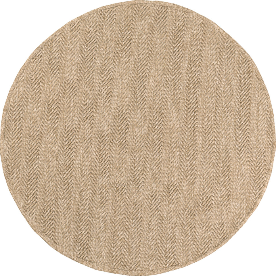 Tapis extérieur rond - 120cm - naturel - 100% polypropylène résistant aux UV - 1400 gr/m²