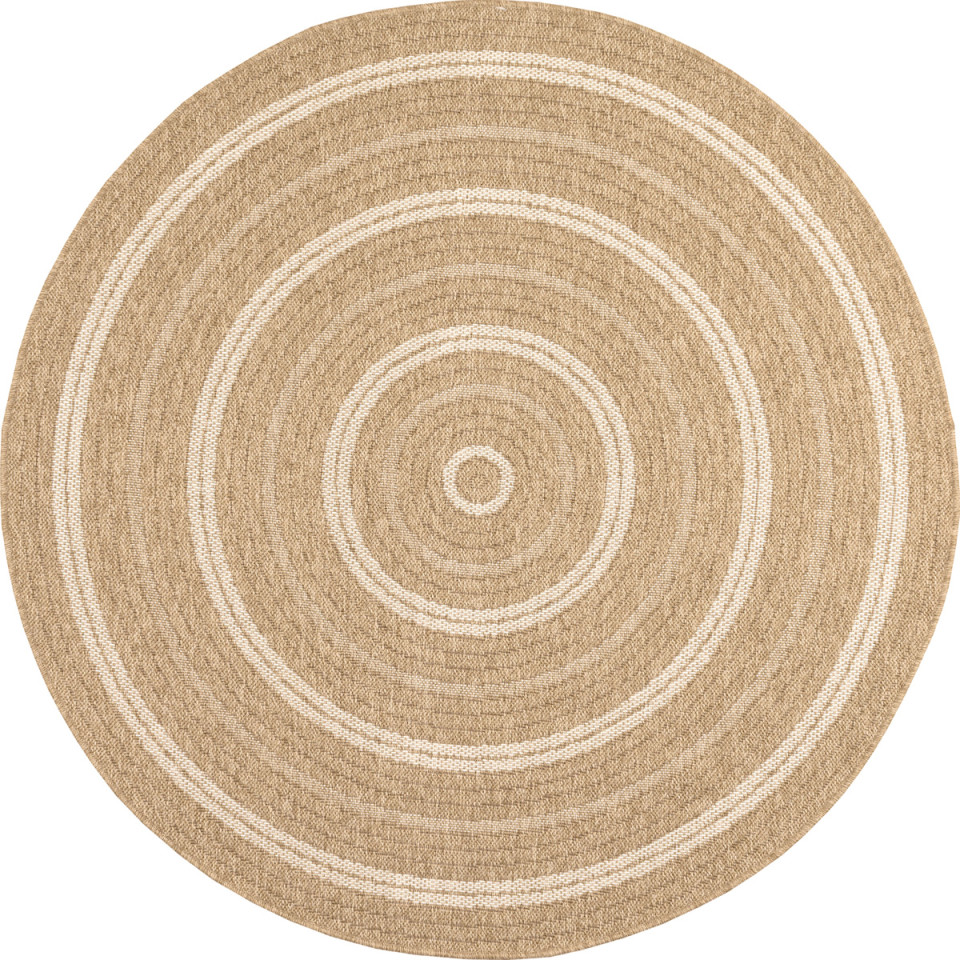 Tapis extérieur rond - 80cm - naturel - 100% polypropylène résistant aux UV - 1400 gr/m²