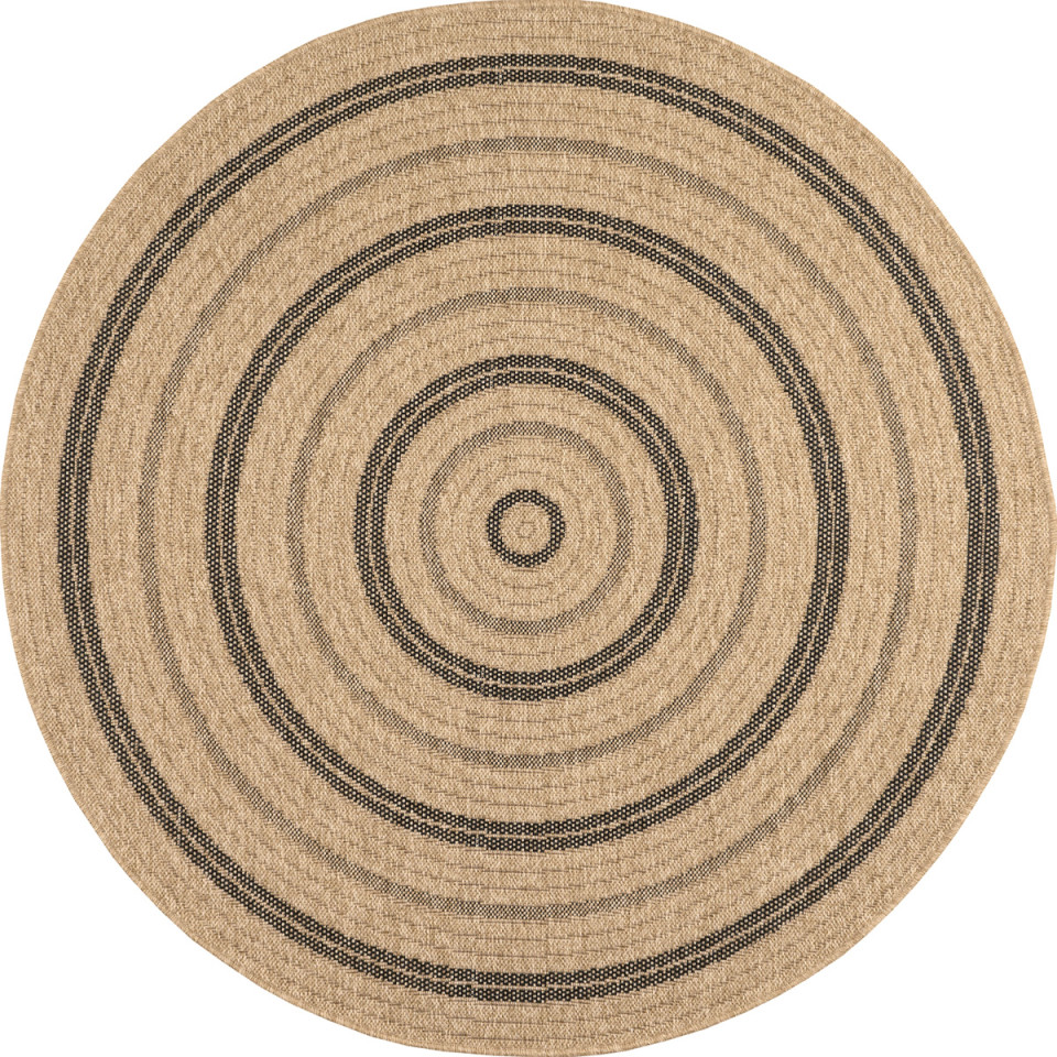 Tapis extérieur rond - 80cm - naturel - 100% polypropylène résistant aux UV - 1400 gr/m²