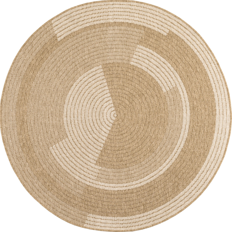 Tapis extérieur rond - 80cm - naturel - 100% polypropylène résistant aux UV - 1400 gr/m²