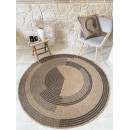 Tapis extérieur rond - 120cm - naturel - 100% polypropylène résistant aux UV - 1400 gr/m²