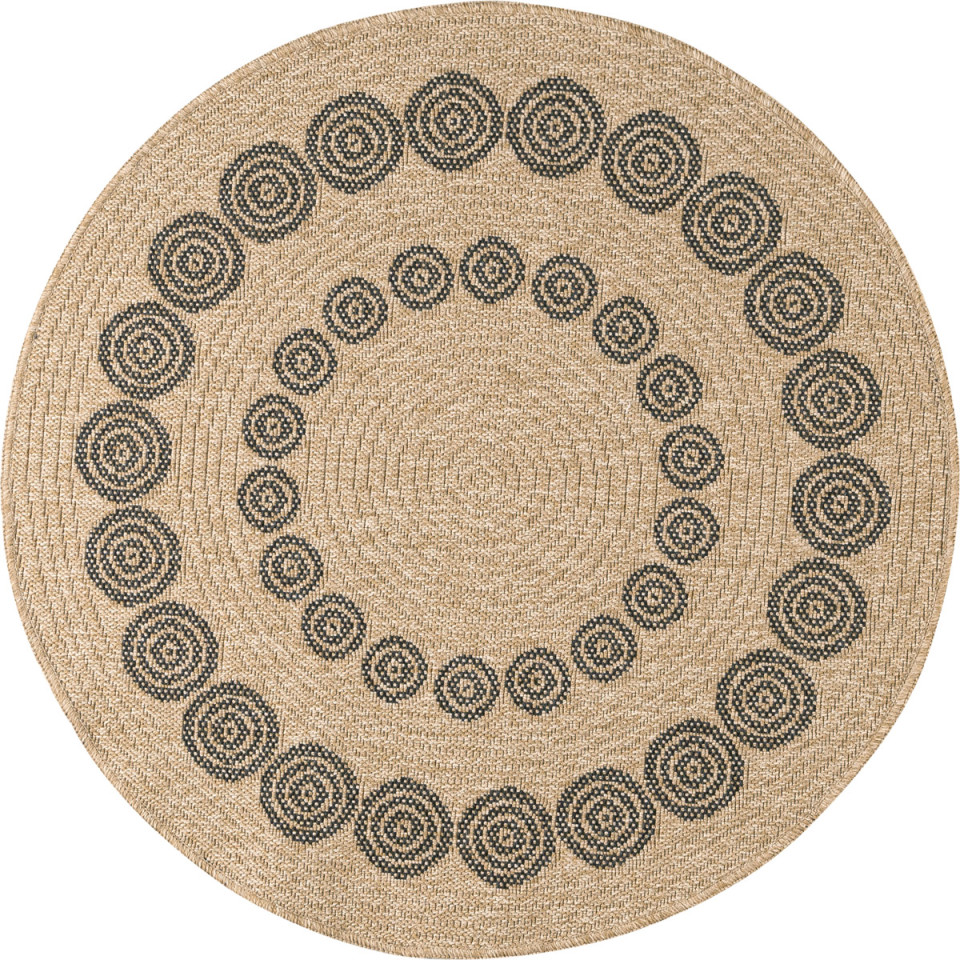 Tapis extérieur rond - 80cm - naturel - 100% polypropylène résistant aux UV - 1400 gr/m²