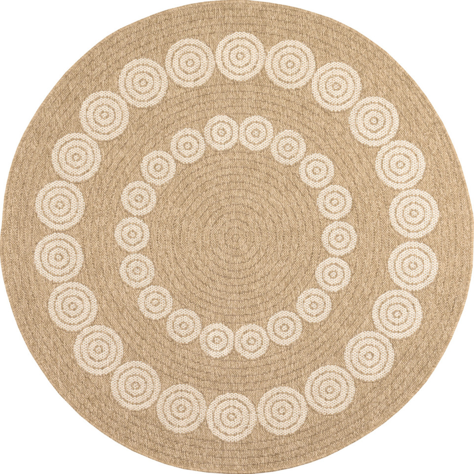 Tapis extérieur rond - 80cm - naturel - 100% polypropylène résistant aux UV - 1400 gr/m²