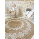 Tapis extérieur rond - 120cm - naturel - 100% polypropylène résistant aux UV - 1400 gr/m²