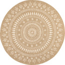 Tapis extérieur rond - 160cm - naturel - 100% polypropylène résistant aux UV - 1400 gr/m²