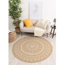 Tapis extérieur rond - 160cm - naturel - 100% polypropylène résistant aux UV - 1400 gr/m²