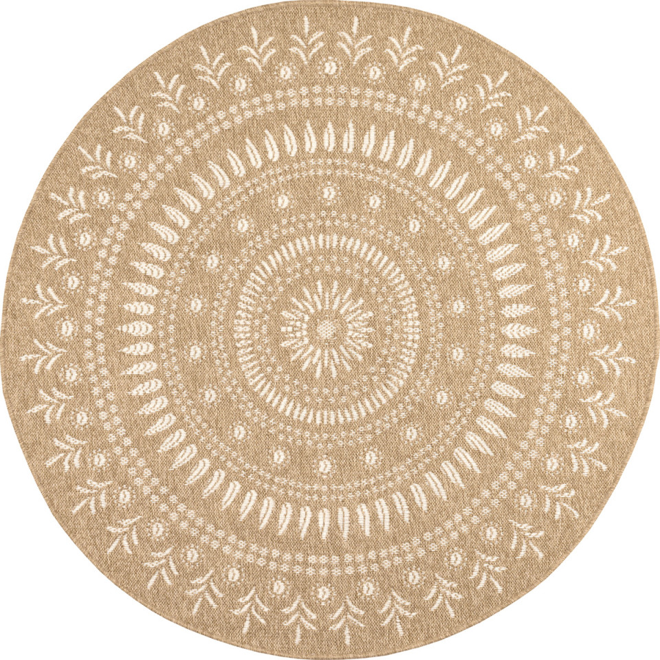 Tapis extérieur rond - 80cm- naturel - 100% polypropylène résistant aux UV - 1400 gr/m²