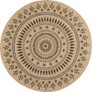Tapis extérieur rond - 120cm - naturel - 100% polypropylène résistant aux UV - 1400 gr/m²