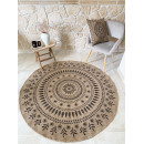 Tapis extérieur rond - 120cm - naturel - 100% polypropylène résistant aux UV - 1400 gr/m²